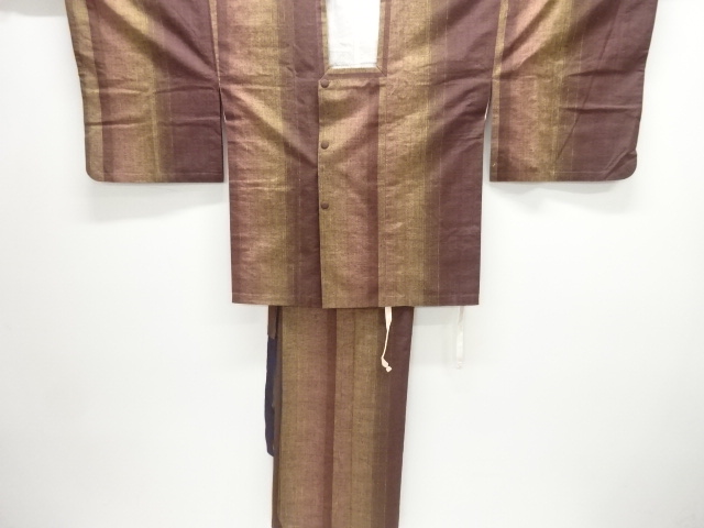 縞織出し手織り紬二部式道行コート